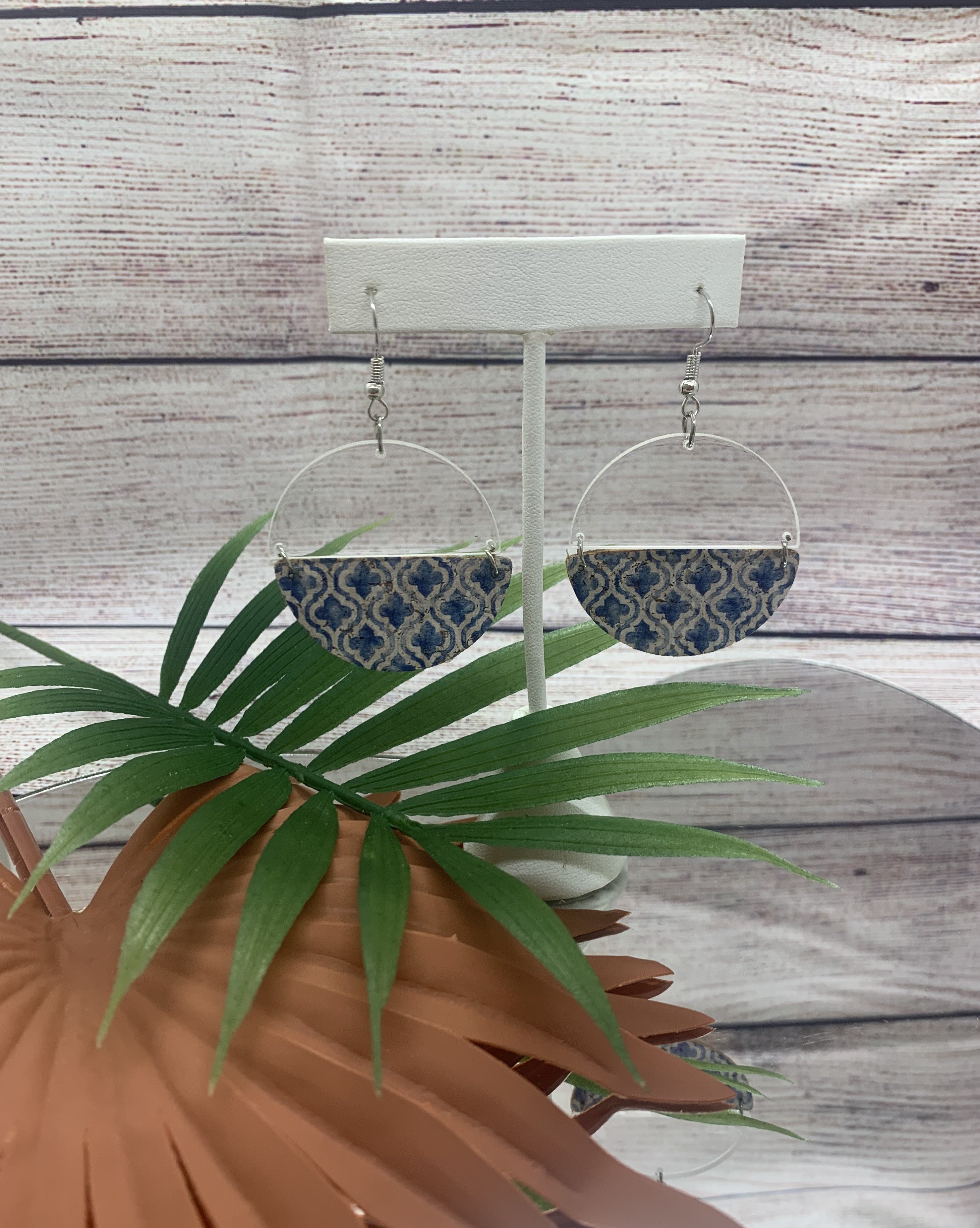 Acrylic and Cork Hypoallergenic Earrings
