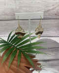 Wood and Brass Broken Diamond Hypoallergenic Earrings