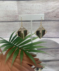 Wood and Brass Diamond Hypoallergenic Earrings