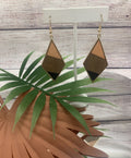 Tri-Tone Wood Inset Hypoallergenic Earrings