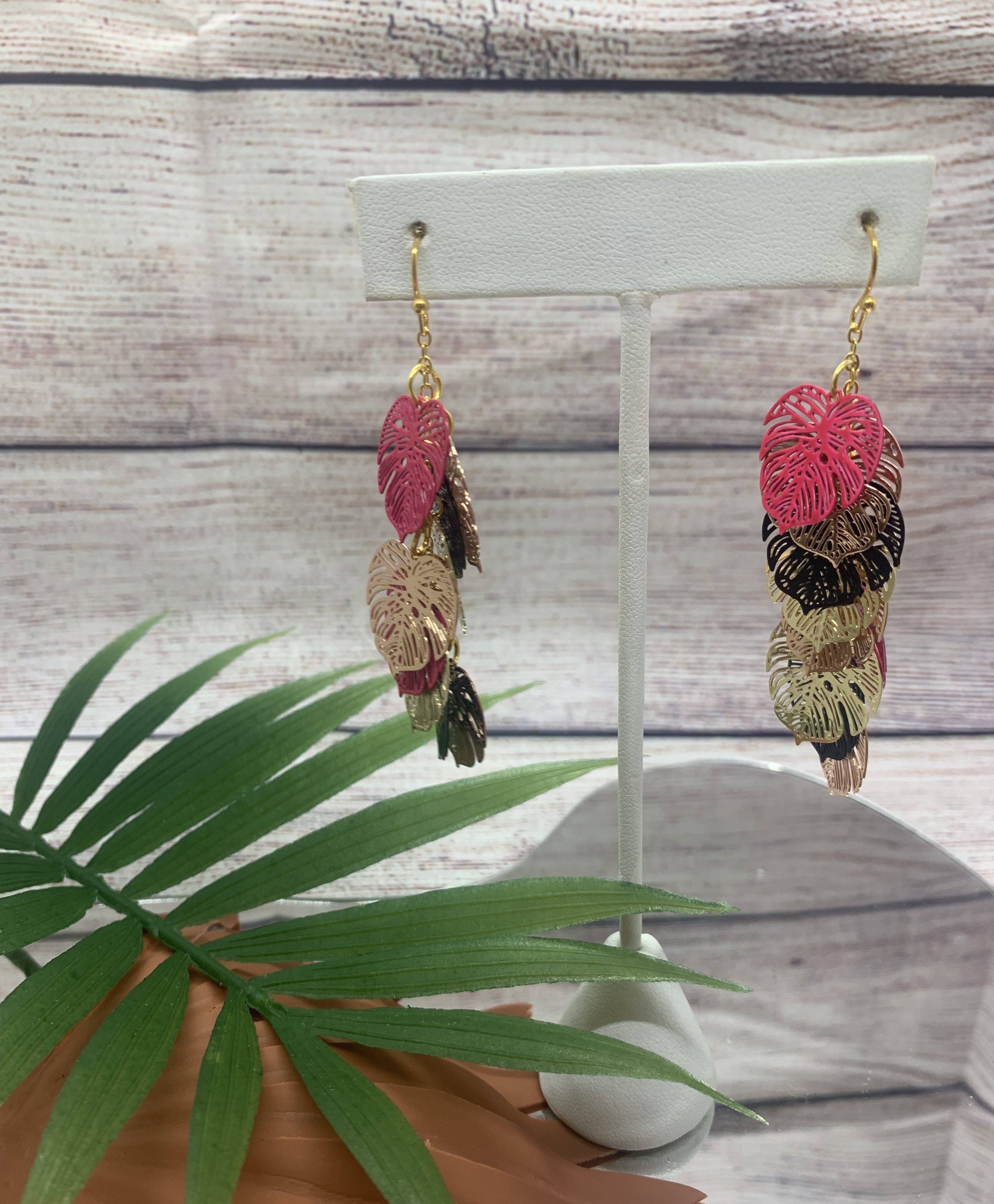 Monsterra Leaf Brass Hypoallergenic Earrings