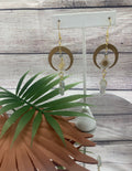 Brass Quartz Moon Hypoallergenic Earrings